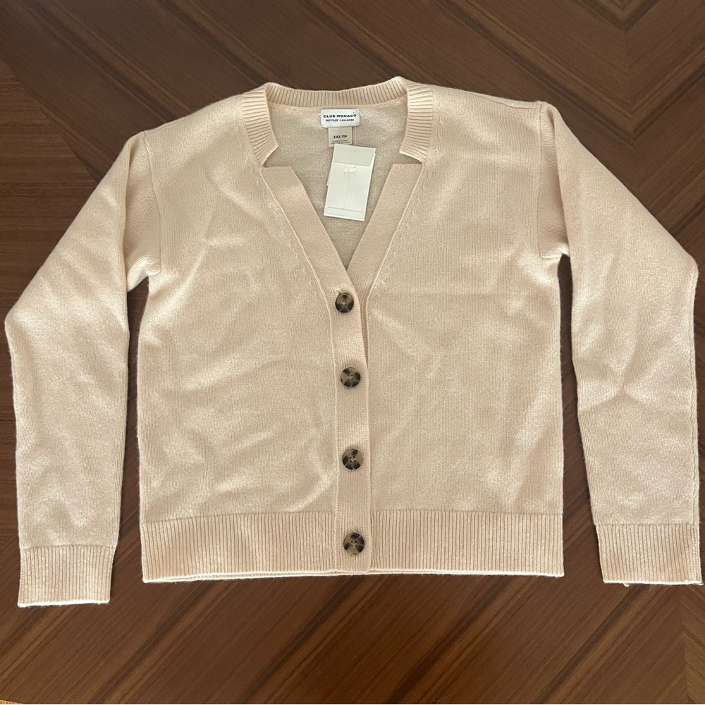 NWT 100% Cashmere Club Monaco Cream Cardigan Size XS